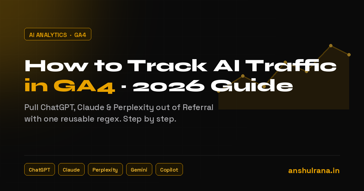 AI traffic tracking system in GA4 showing a dedicated AI Assistants channel for ChatGPT, Claude, and Perplexity referrals